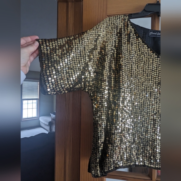 Vintage Gold Sequin Top, Size L - Picture 2 of 13